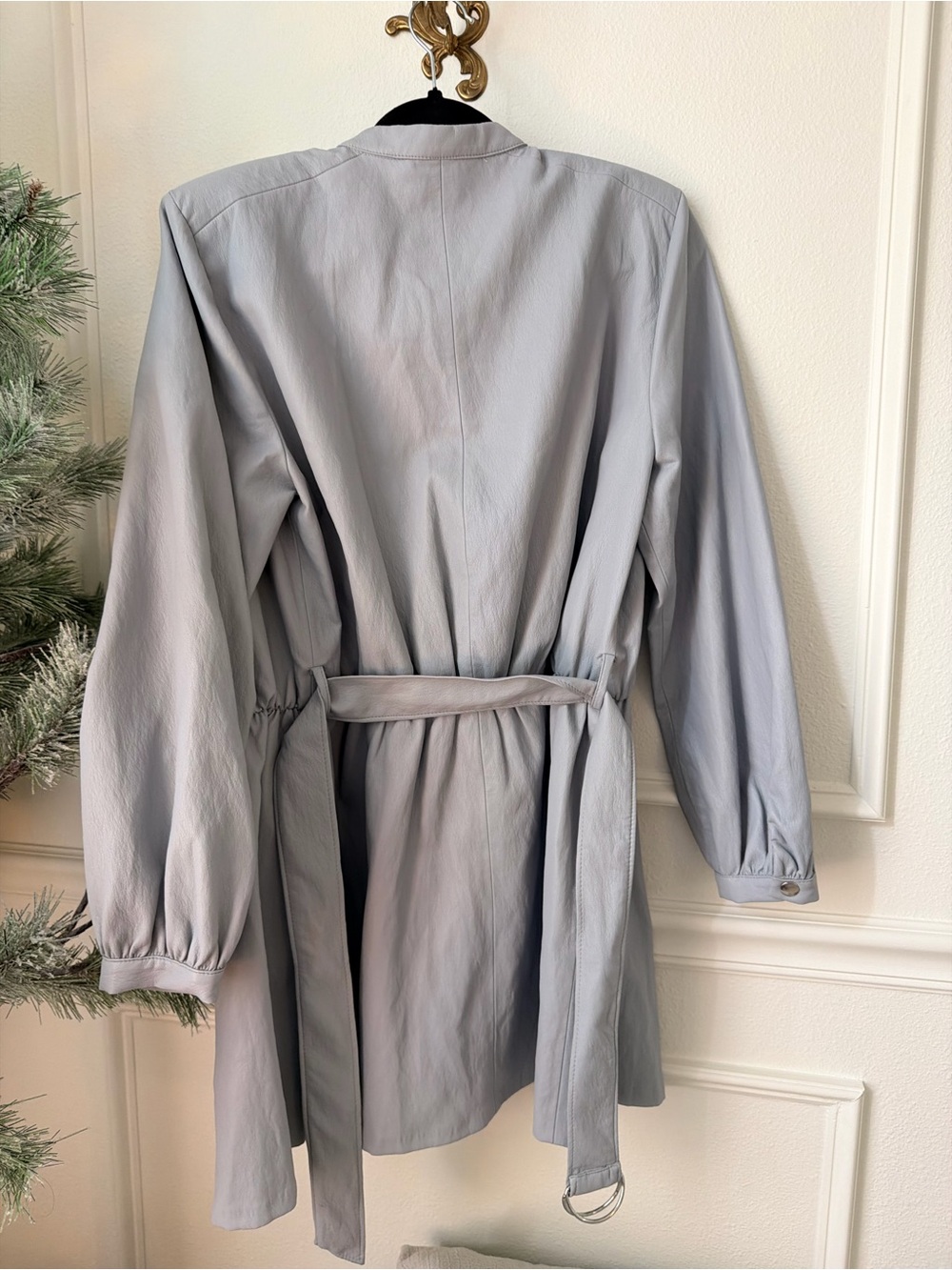 Light Gray Women's Long Snap-Front Coat/dress - Picture 4 of 4